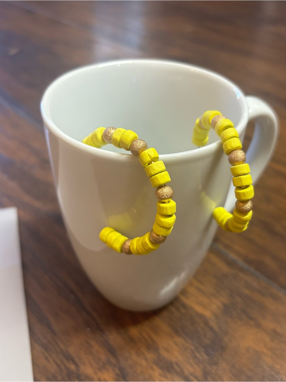 Yellow and Gold Beaded Hoop Earrings for Women